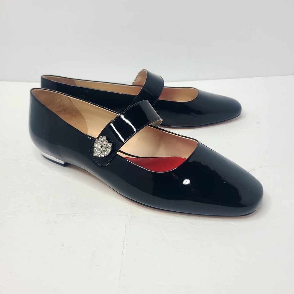 Claudia‎ Lisotta Black Mary Janes Rhinestone Heart Coquette Balletcore 8
